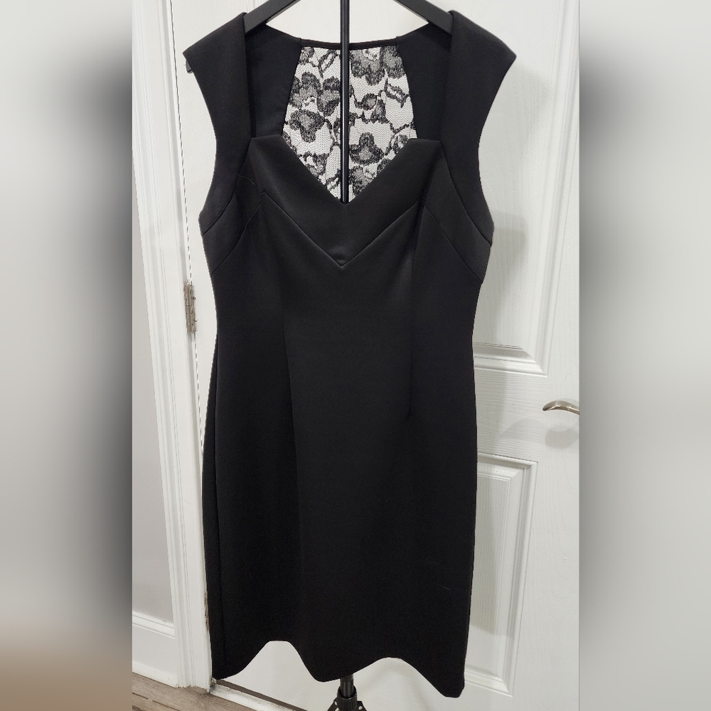 Dress Barn Black Sleeveless Dress. Lace Back. Size 14. - Picture 1 of 7